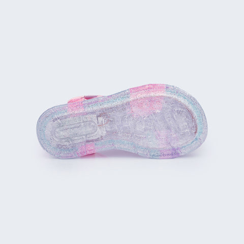 Sandália de Led Infantil Pampili Lulli Coração Perolado Colorida
