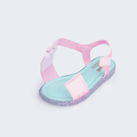 Sandália de Led Infantil Pampili Lulli Coração Perolado Colorida