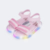 Sandália de Led Infantil Pampili Lulli Coração Perolado Rosa