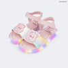 Sandália de Led Infantil Pampili Lulli Ursinhos Carinhosos Rosa