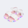 Sandália de Led Infantil Pampili Lulli Coração Glitter Branca