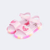 Sandália Papete de Led Infantil Pampili Lulli Morango Rosa