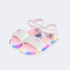 Sandália de Led Infantil Pampili Lulli Peixinhos Branco Colorido