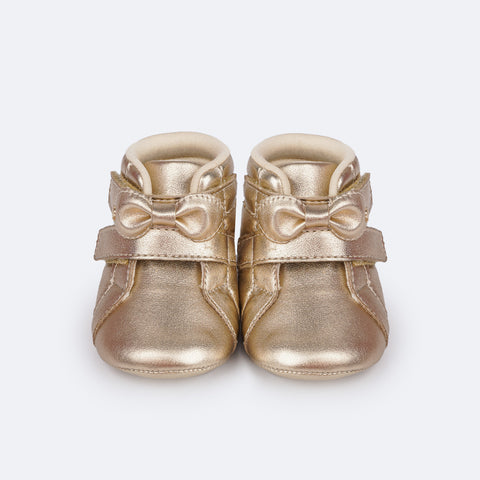 Bota de Bebê Pampili Nina Laço Dourada - bota bebê 