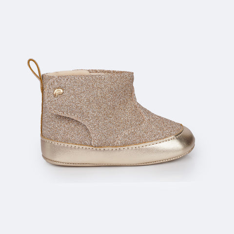 Bota de Bebê Pampili Nina Glitter Dourada - bota bebe dourada