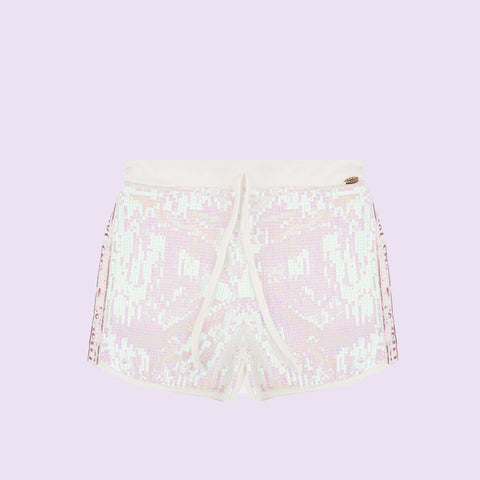 Short Infantil Pampili Girl Style Paetê Off White - short com paetê