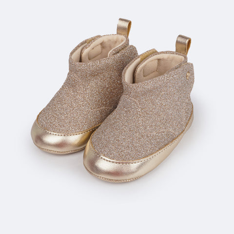 Bota de Bebê Pampili Nina Glitter Dourada - bota para bebê