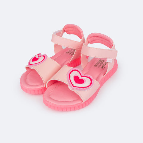 Sandália Papete Infantil Pampili Candy Coração Comfy Rosa Glacê - papete escolar rosa