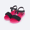 Sandália Papete Infantil Pampili Candy Matelassê Preta e Fucsia
