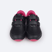 Tênis Infantil Pampili Honey Escolar Velcro Duplo Preto e Pink