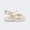 Sandália Infantil Feminina Mavie Velcro Dourada