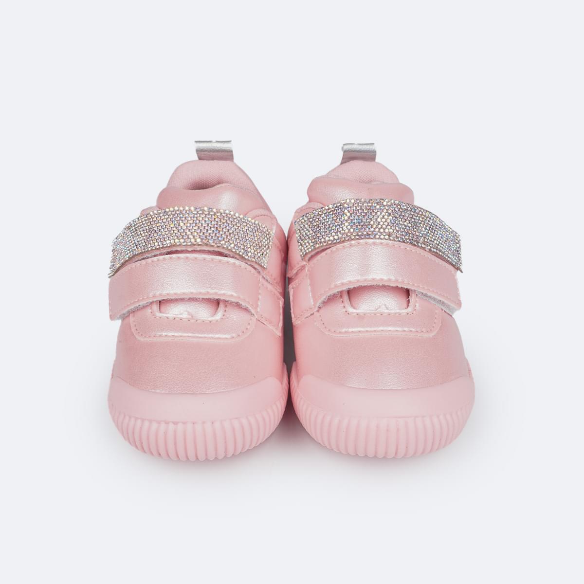 Tênis Infantil Feminino Pampili Yuyu Manta de Strass Rosa Glacê