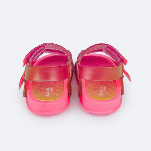Sandália Papete Infantil Pampili Sun Glee Borboleta Pink e Colorida - traseira da papete 