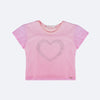 Camiseta Infantil Pampili Tule e Coração de Strass Rosa