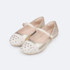 Sapatilha Infantil Pampili Super Fofura Strass Metalizados Dourada e Nude