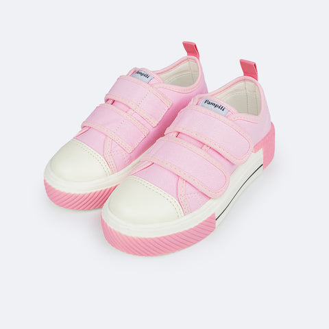 Tênis Infantil Feminino Pampili Max Velcro Rosa Chiclete