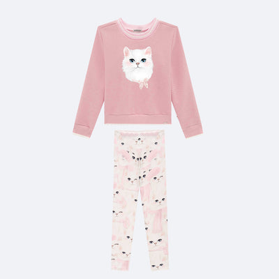 Conjunto Infantil Infanti Blusão Matelassê e Legging Rosa Chá - conjunto infantil em matelasse