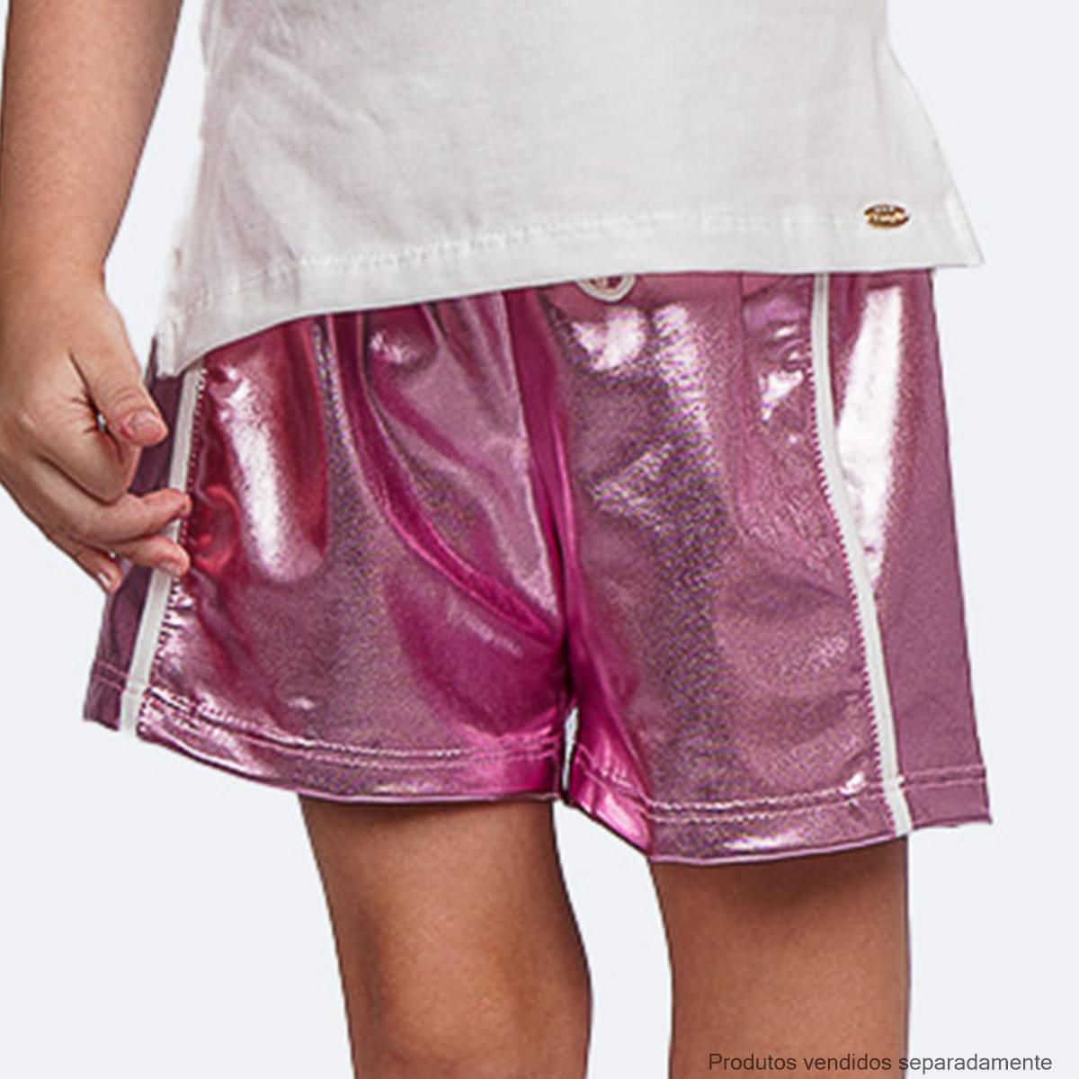 Short Infantil Pampili Pink Holográfico - short na menina