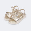 Sandália Infantil Feminina Sand Flower Tramado Dourada