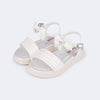 Sandália Infantil Pampili Sand Flower Laço Removível Branca