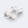 Sandália Infantil Feminina Sand Flower Laço com Tachas Branca
