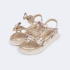 Sandália Infantil Feminina Sand Flower Laço Dourada