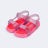 Sandália Papete Infantil Pampili Sun Glee com Glitter Rosa Fluorescente
