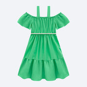 Vestido Infantil Kukiê Ombro a Ombro Verde - costas do vestido