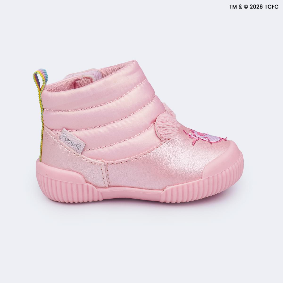 Bota de Bebê Pampili Yuyu Ursinhos Carinhosos Pelúcia Rosa