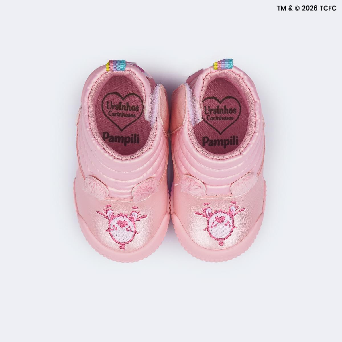 Bota de Bebê Pampili Yuyu Ursinhos Carinhosos Pelúcia Rosa