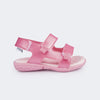 Sandália Infantil Feminina Mavie Velcro Rosa Perolado