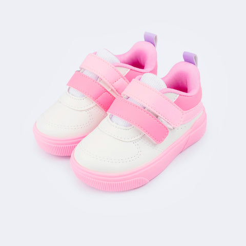 Tênis Infantil Feminino Pampili Yumi Branco Rosa