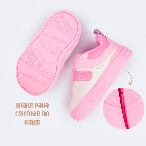 Tênis Infantil Feminino Pampili Yumi Branco Rosa