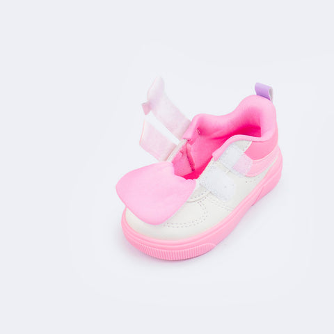 Tênis Infantil Feminino Pampili Yumi Branco Rosa