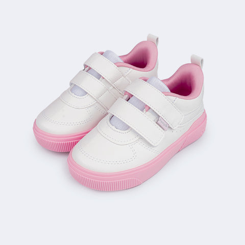 Tênis Infantil Feminino Pampili Yumi Branco Rosa