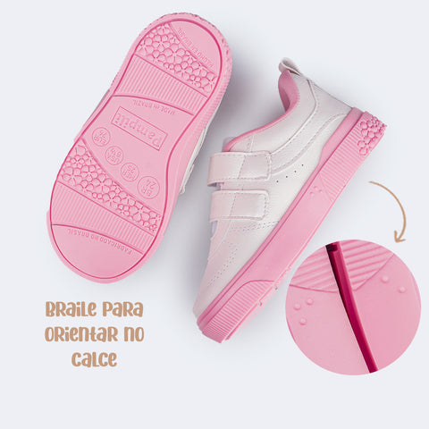 Tênis Infantil Feminino Pampili Yumi Branco Rosa