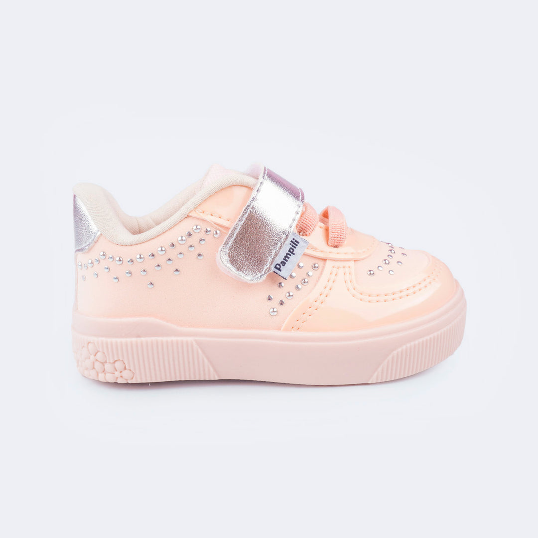 yumi Tênis Infantil Feminino Pampili Yumi com Tachas Nude