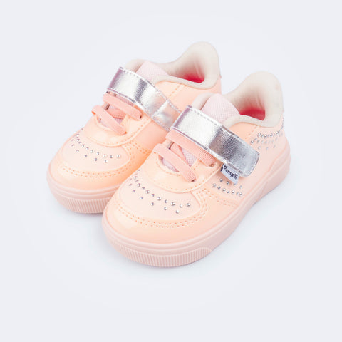 Tênis Infantil Feminino Pampili Yumi com Tachas Nude