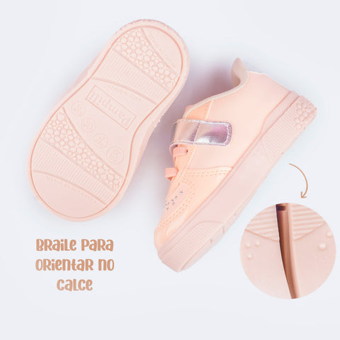 Tênis Infantil Feminino Pampili Yumi com Tachas Nude