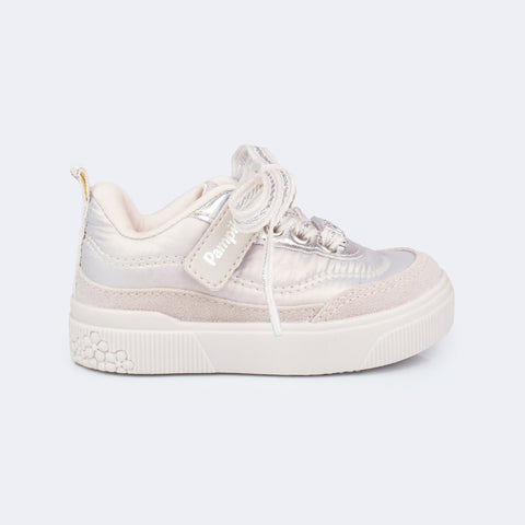 Tênis Infantil Feminino Pampili Yumi Comfy Cintilante Nude