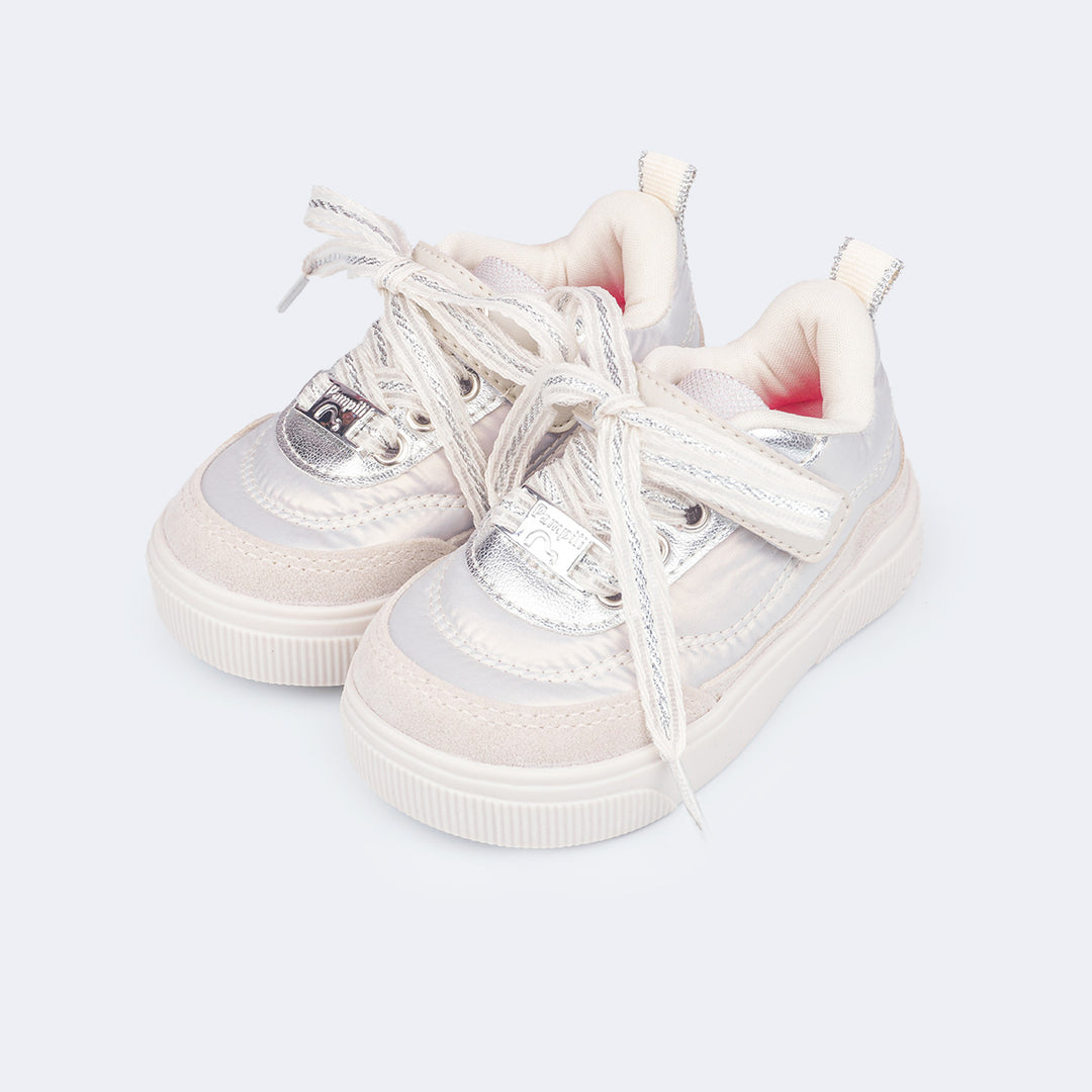 Tênis Infantil Feminino Pampili Yumi Comfy Cintilante Nude