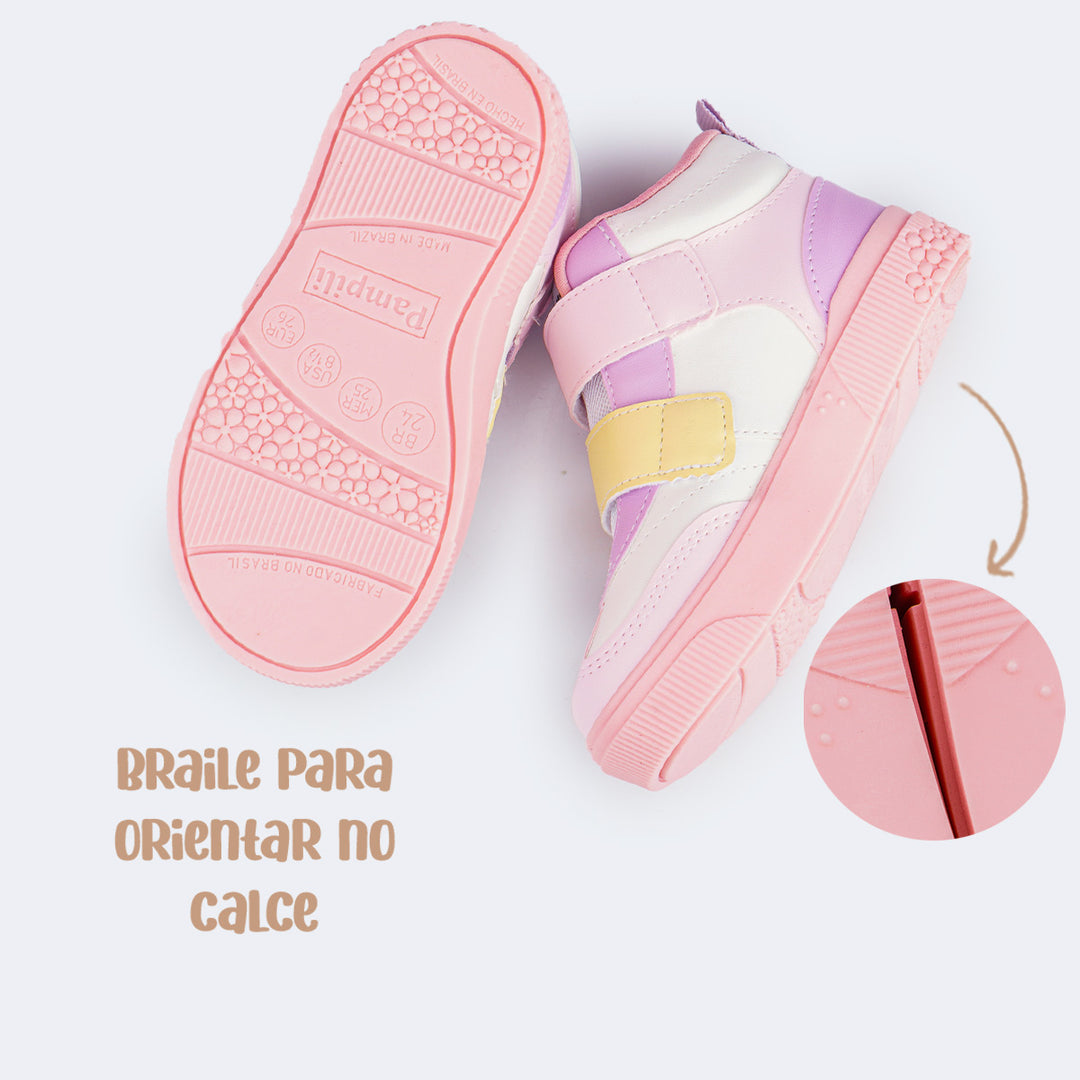 Tênis Infantil Pampili Yumi Branco Recortes Coloridos