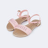 Sandália Infantil Pampili Rasteira com Tachas Rosa Claro