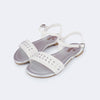 Sandália Infantil Pampili Rasteira com Tachas Branca