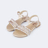 Sandália Infantil Pampili Iris Tranças e Strass Dourada