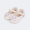 Sapato de Bebê Pampili Nina Laço com Glitter e Strass Nude