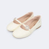 Sapatilha Infantil Feminina Ballet Broche Cravejado Off White
