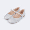 Sapatilha Infantil Feminina Ballet Glitter com Strass Prata