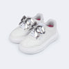 Tênis Infantil Feminino XP 24 Laço Cromado Branco