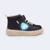 Tênis de Led Infantil Pampili XP24 Coração Holográfico Preto